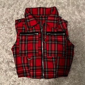 Goth adjustable plaid top